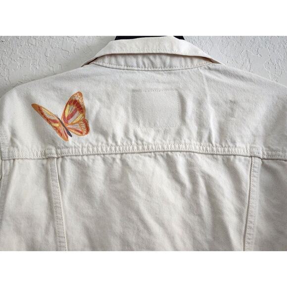 JACKET-JEAN-LEVI STRAUSS & CO.-Light Cream-Butterflies-Small Size-Classic-X-SML - Picture 4 of 16